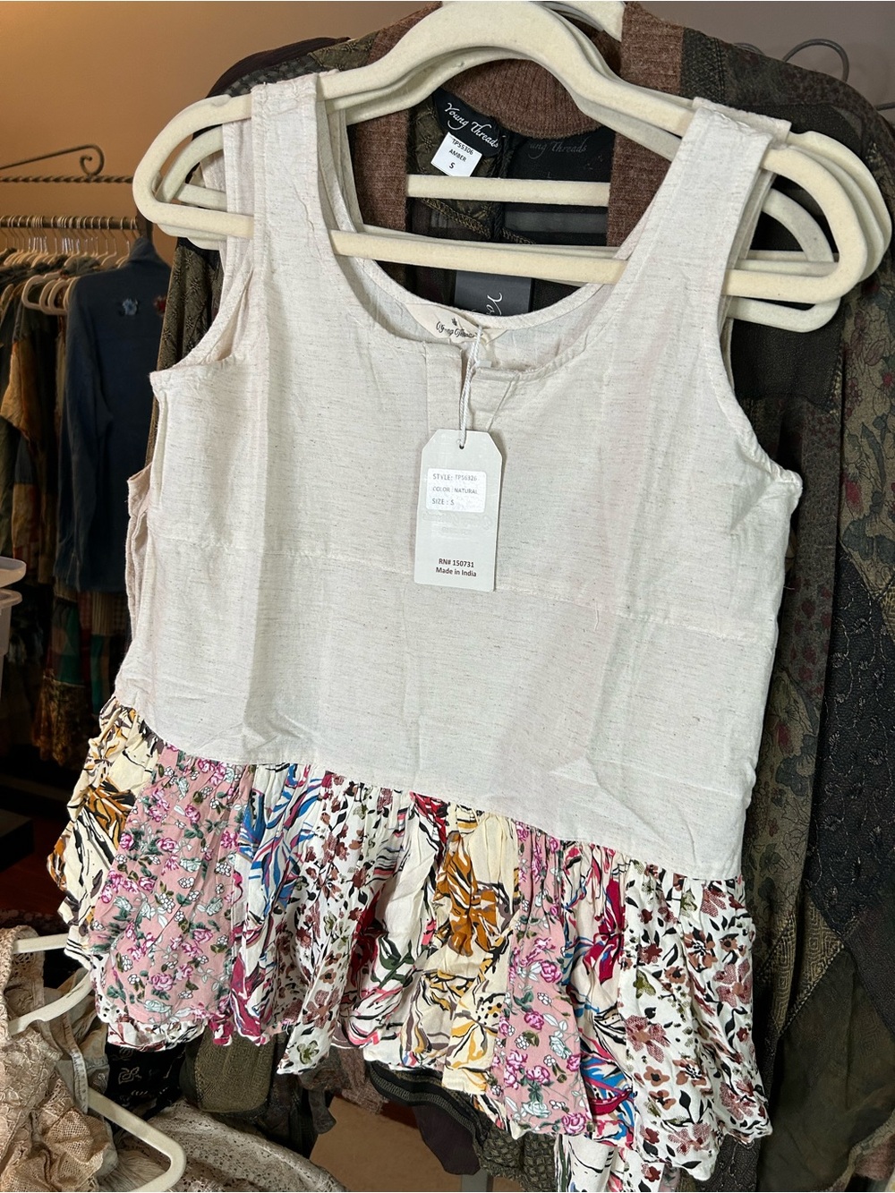 YOUNG THREADS NWT top tank floral small